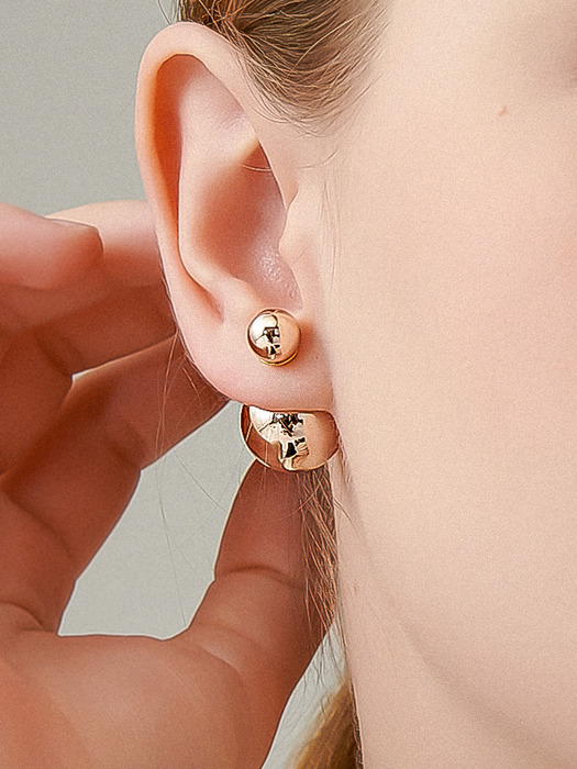 Pink Golden Frontback Silver Earring In356