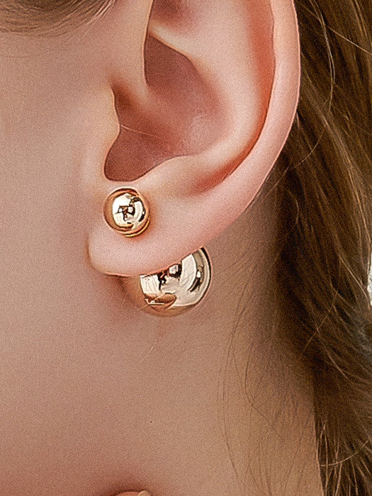 Pink Golden Frontback Silver Earring In356