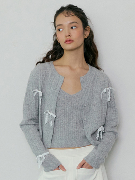 [cashmere] 181 melting knit cardigan (light gray)