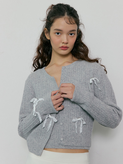 [cashmere] 181 melting knit cardigan (light gray)