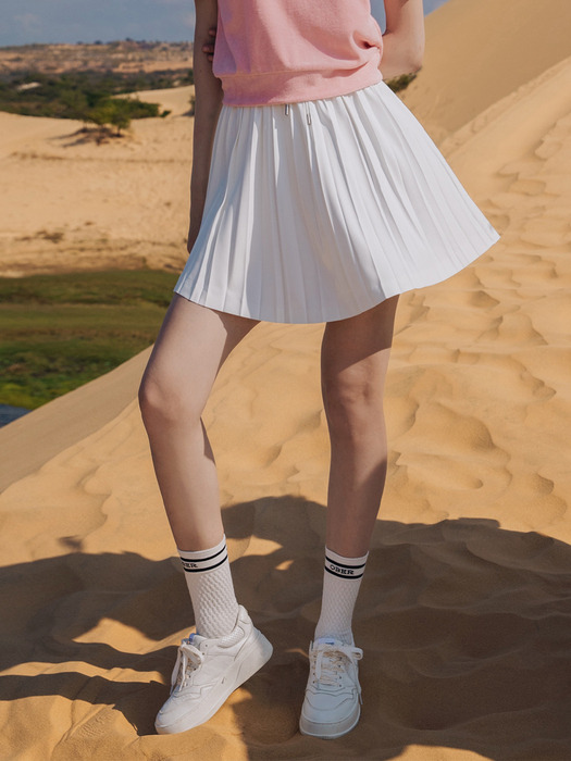 Band pleated skirt (white)