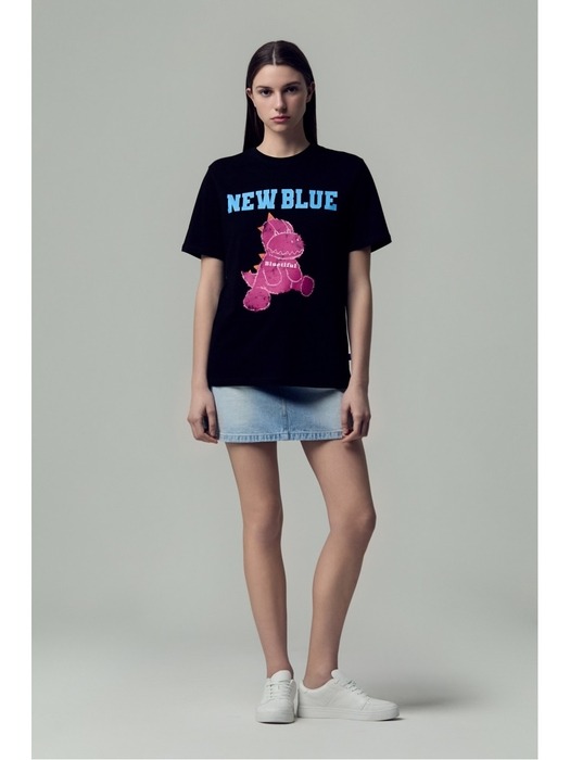 (PW2E1TTO0050MBK) 뉴 블루 디노 베이직핏 티셔츠