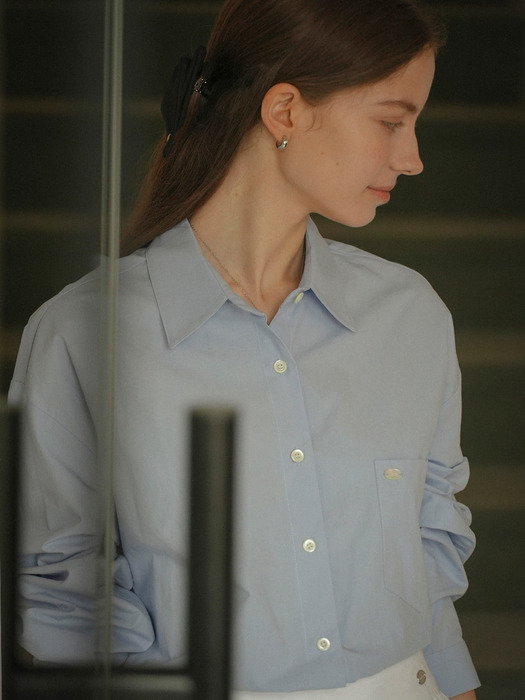 Basic placid cotton shirt_Skyblue