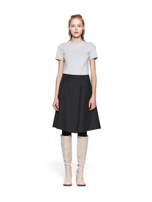 LOW RISE PLEATED SKIRT (GRAY)