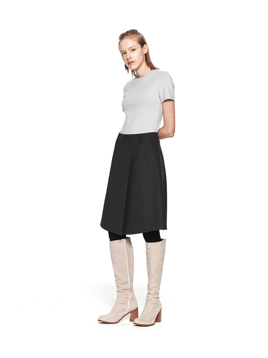 LOW RISE PLEATED SKIRT (GRAY)