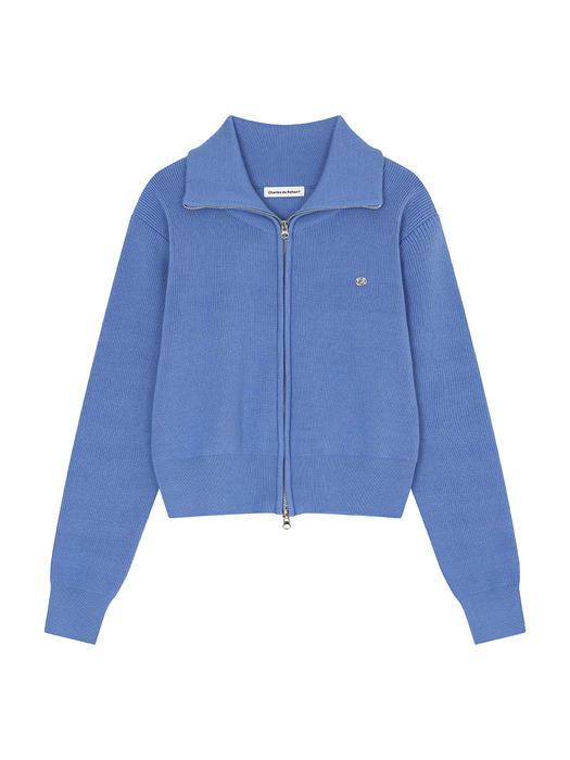 Rohan collar zip-up knit_Blue