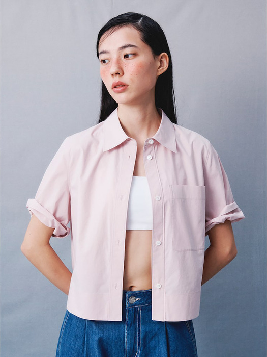Signature Crop Shirts Blouse  Light Pink (KE4360M02Y)
