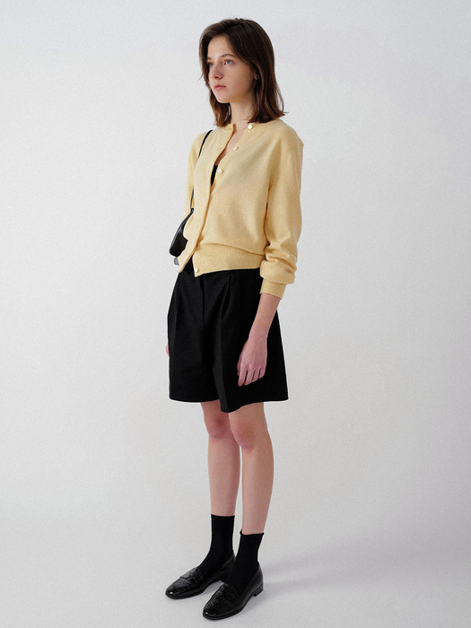 Emitt wool round cardigan (Yellow)