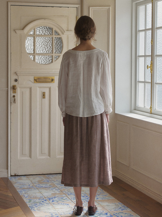 pintucked linen blouse