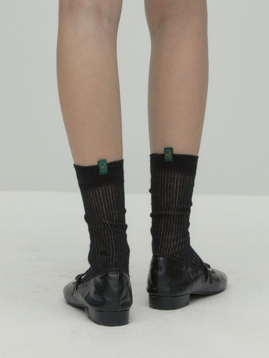 mono label point socks - black