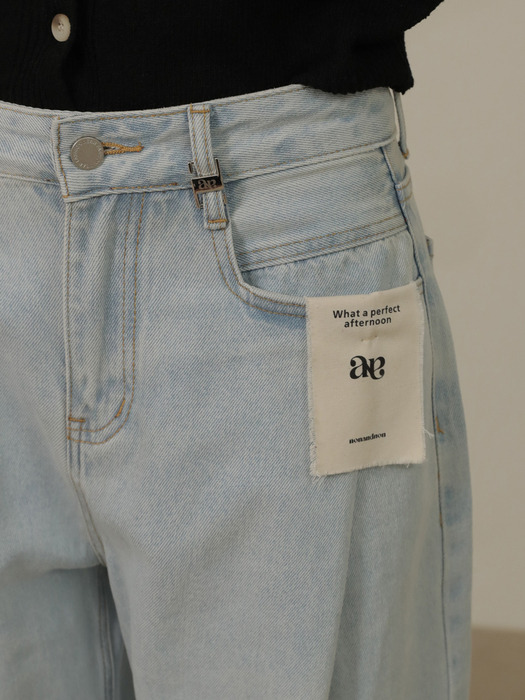 Pocket Pintuck Cotton&Denim Pants (Light blue)