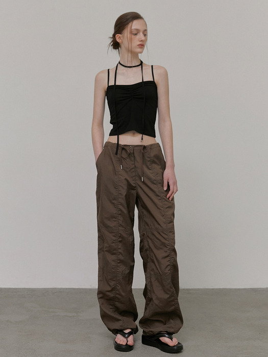 String Wide Pants, Brown