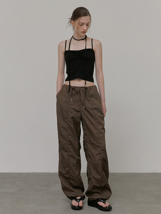 String Wide Pants, Brown