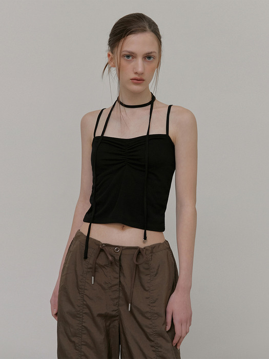 String Wide Pants, Brown