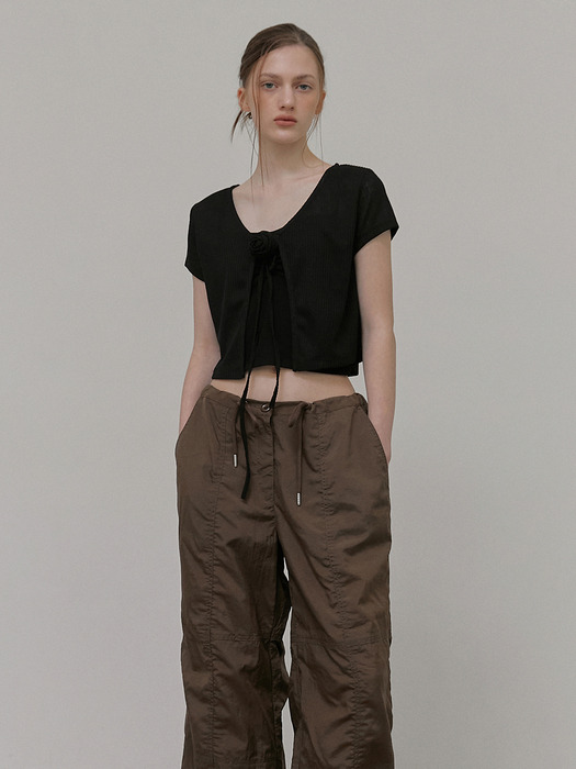 String Wide Pants, Brown