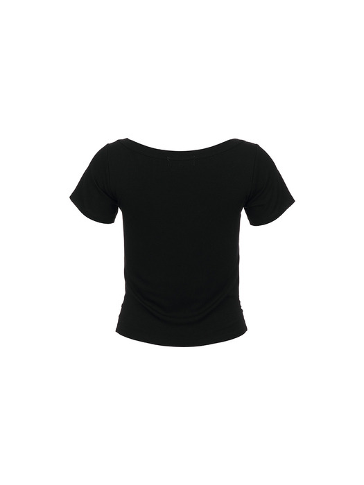 브이넥 셔링 하프 티셔츠 [BLACK] / WBD2L01527