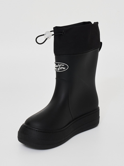 레인부츠 RE-RAIN SHIRRING BOOTS BLACK