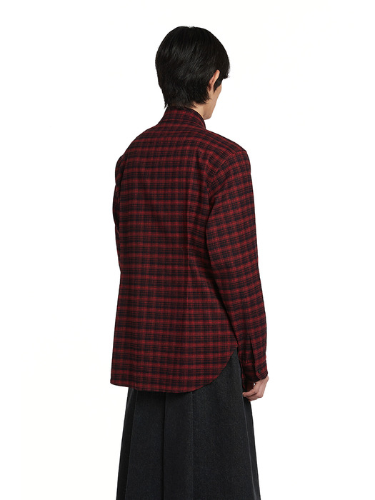 Pintuck Check Shirt_RED