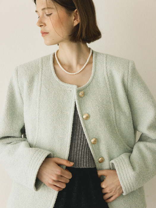 WOOL BOUCLE COAT - MINT