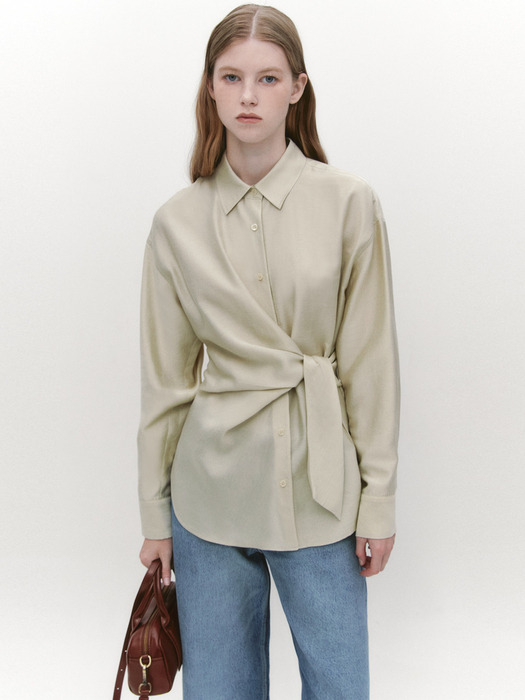 Waist Lace-Up Wrap Shirts OLIVE