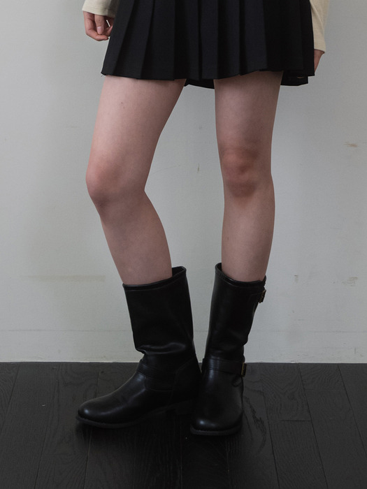 Belted Middle Boots - Black