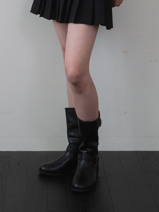 Belted Middle Boots - Black