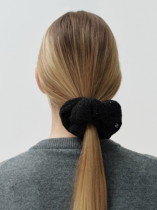 glitter tweed scrunchie - black