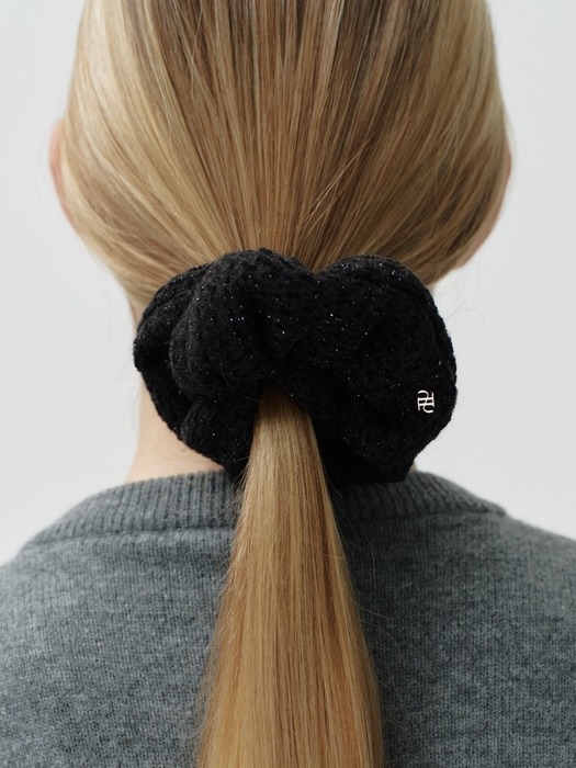 glitter tweed scrunchie - black