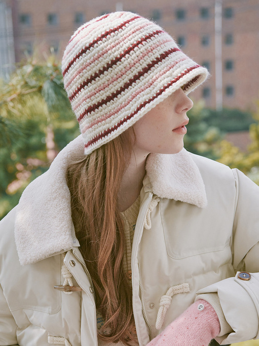 Wool Stripe Crochet Hat (3 Colors)