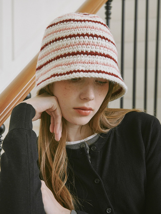 Wool Stripe Crochet Hat (3 Colors)