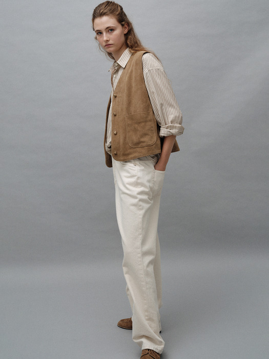 Western suede leather vest (Camel)