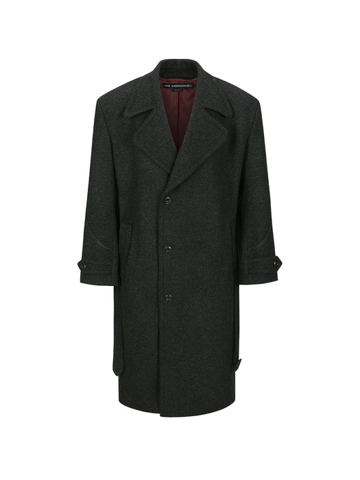 ROVY DOUBLE BREASTED HERRINGBONE COAT awa640m(CHARCOAL)