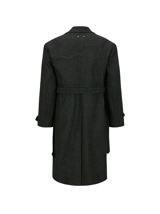 ROVY DOUBLE BREASTED HERRINGBONE COAT awa640m(CHARCOAL)