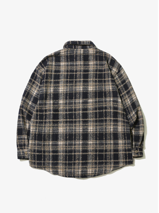 Wool Brushed Check Shirt Black