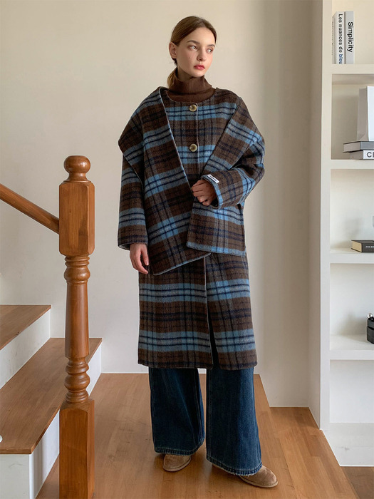 Reversible Check Handmade Long Coat _NAVY VCOAT_021