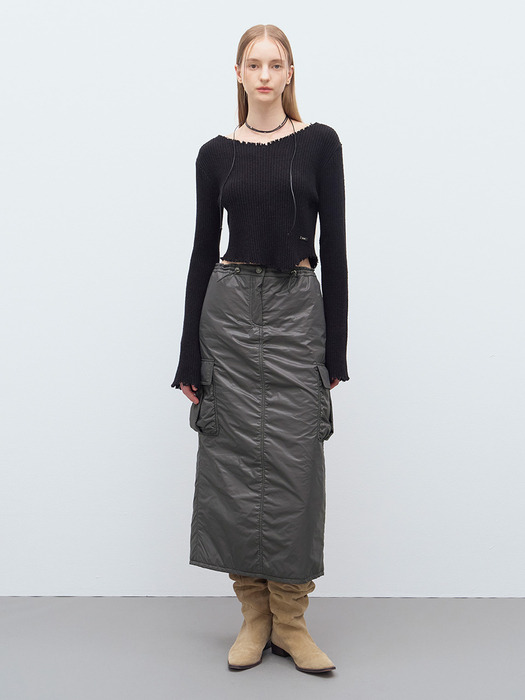 Padded Pocket Skirt in Charcoal VP4WS322-9E