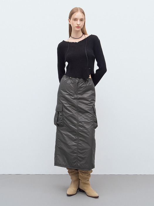 Padded Pocket Skirt in Charcoal VP4WS322-9E