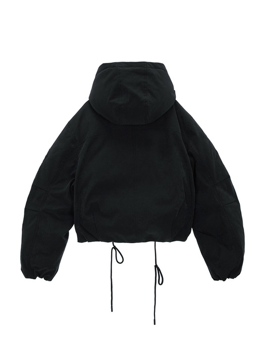 LAYERED HOODY BOMBER DOWN JUMPER IN CHARCOAL