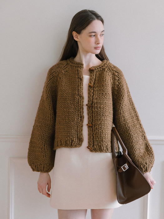 Handmade Wool Cardigan - Brown