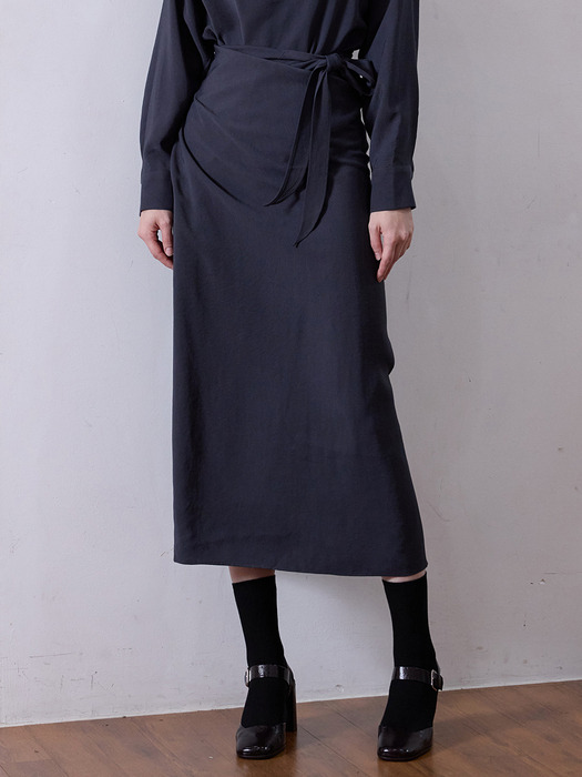 ALL RAP STRAIGHT SKIRT - DARK GREY