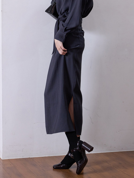 ALL RAP STRAIGHT SKIRT - DARK GREY