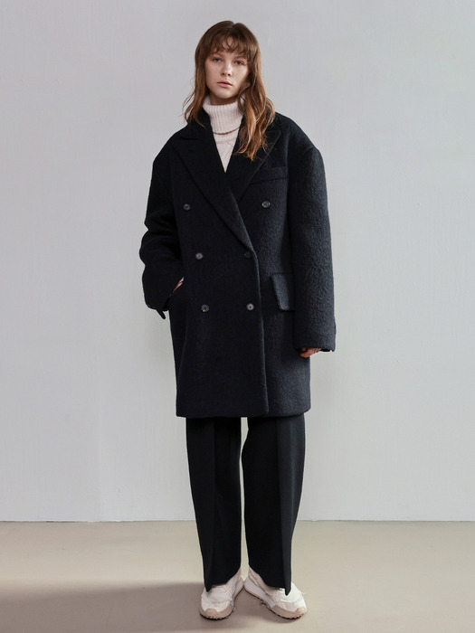 Half-length Oversized fit Double Coat _ Black