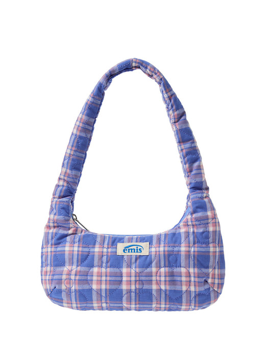 HEART QUILTED SHOULDER BAG-BLUE