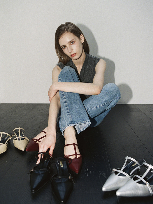 me011 benjamin minimal slim strap mule pumps _4color
