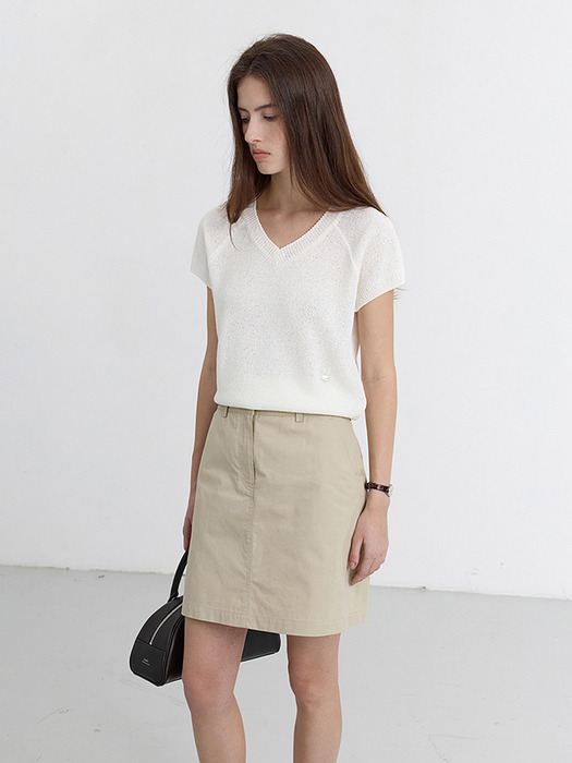 A-LINE MINI SKIRT LIGHT CREAM BEIGE_UDSK5B227I1