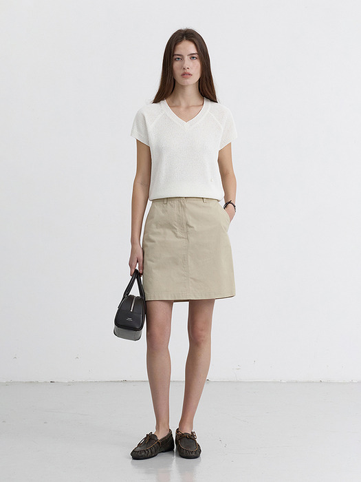 A-LINE MINI SKIRT LIGHT CREAM BEIGE_UDSK5B227I1