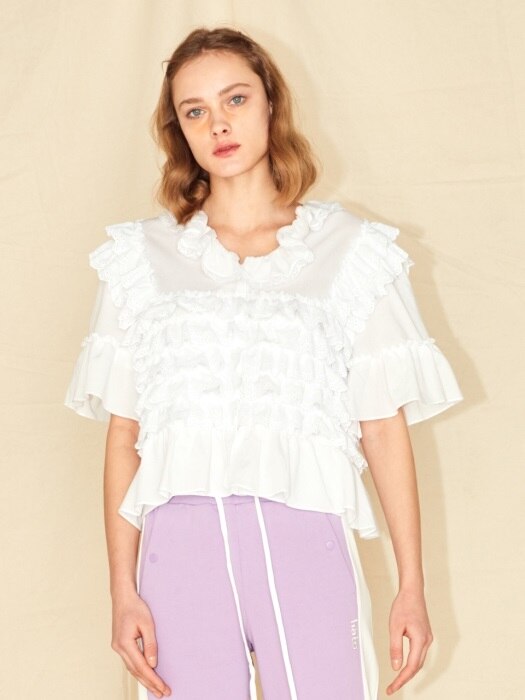 COTTON CAN-CAN BLOUSE_WHITE