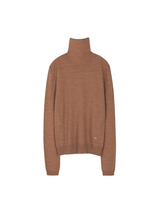 MARIA FITTED TURTLENECK SWEATER atb233w(PEACH BROWN)