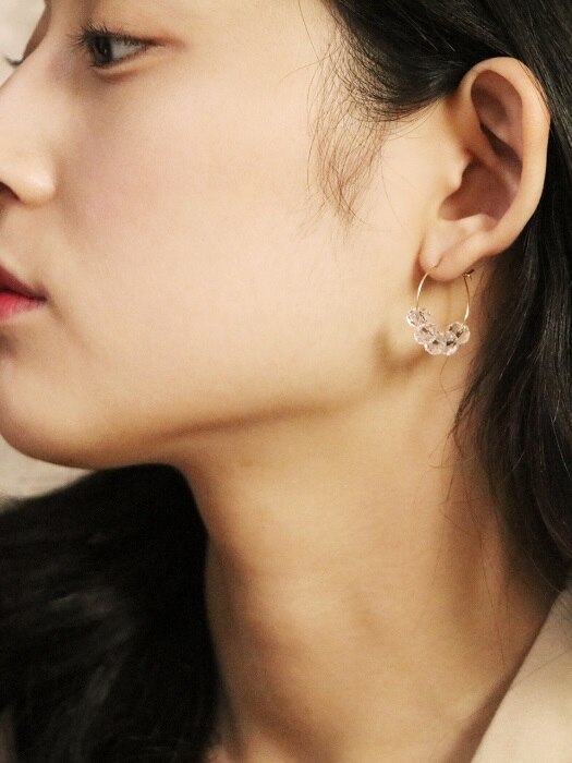 white crystal hook earring
