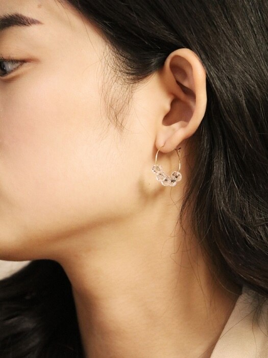 white crystal hook earring